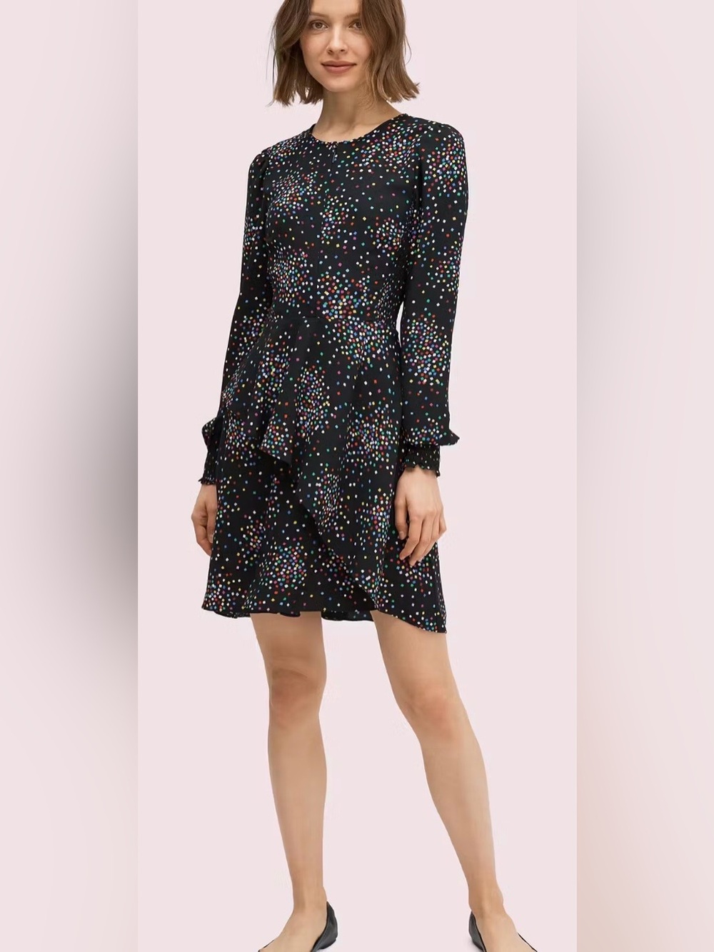 Kate Spade New York Confetti Cheer Smocked Long Sleeve Dress Size 8 - Picture 2 of 16
